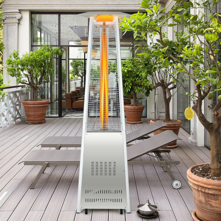 42,000 BTU Stainless Steel Pyramid Patio Heater With Wheels