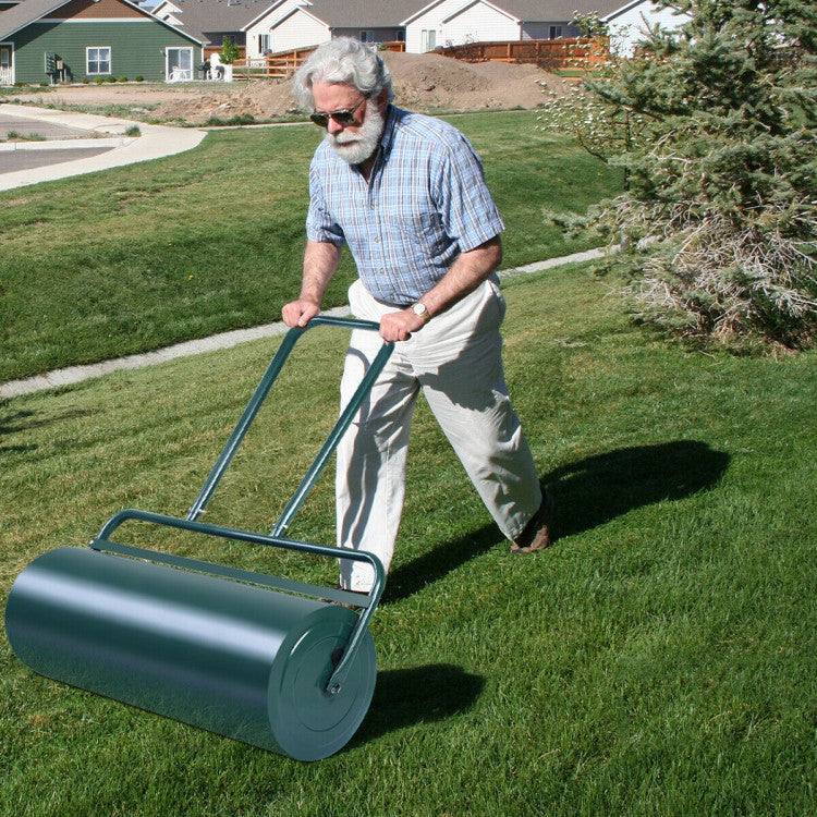 24 x 13 Inch Heavy-Duty Tow Lawn Roller Water Filled Metal Push Roller