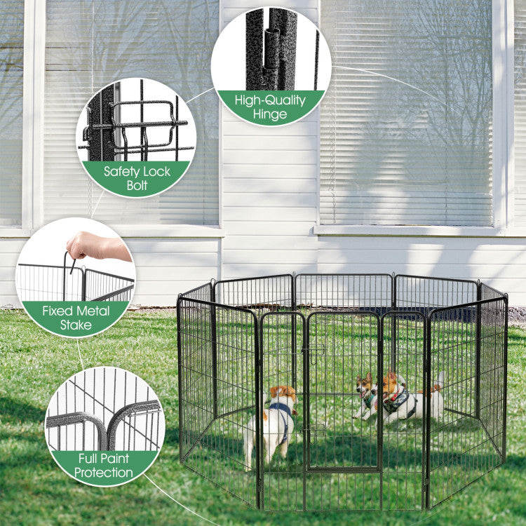 8 Metal Panel Heavy Duty Pet Playpen Dog Fence with Door