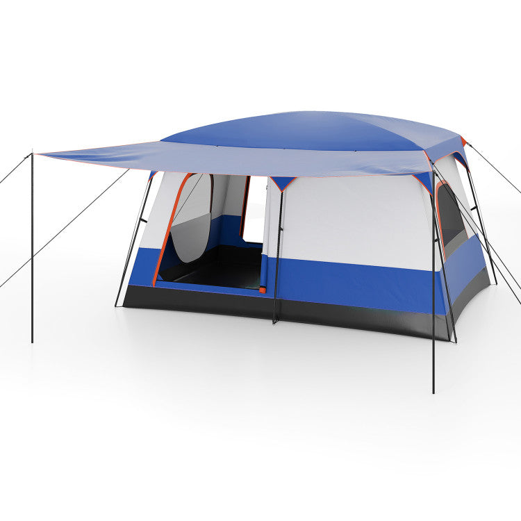 6-8 Person Camping Tent with Double Rooms and 2 Doors