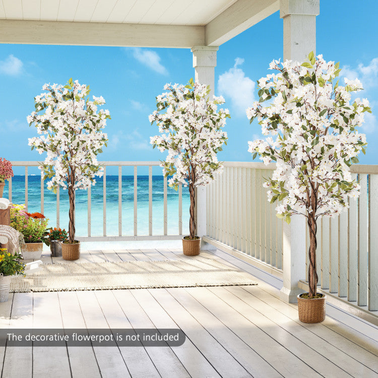 6 Feet Artificial Bougainvillea Tree with 910 White Flowers