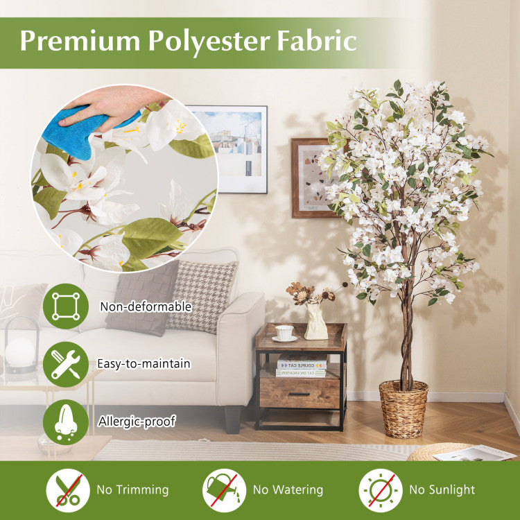 6 Feet Artificial Bougainvillea Tree with 910 White Flowers