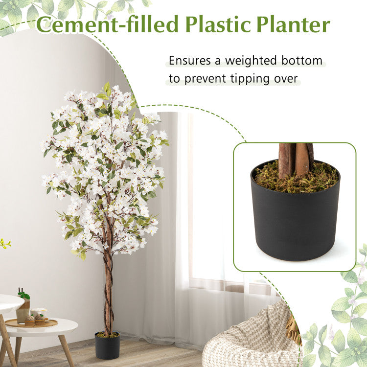 6 Feet Artificial Bougainvillea Tree with 910 White Flowers