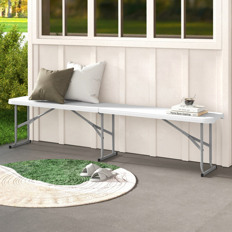 6 Feet Plastic Folding Bench Portable Seat with Handle and Lock