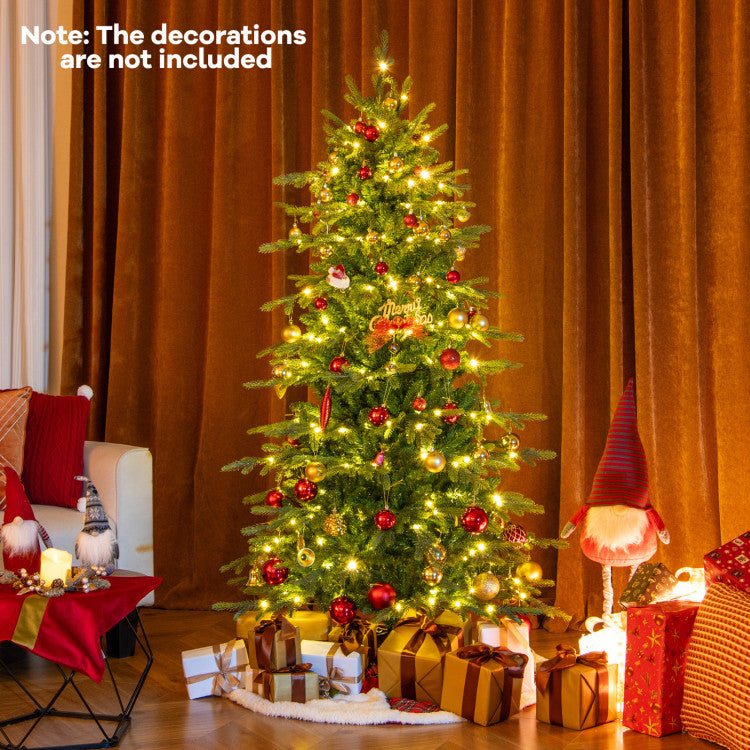 6/7.5/9 Feet Pre-Lit Artificial Christmas Tree with Warm White LED Lights