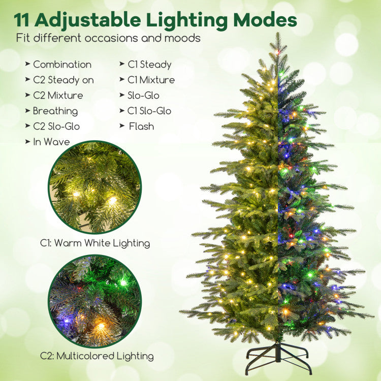 6/7.5/9 Feet Pre-Lit Artificial Christmas Tree with Warm White LED Lights