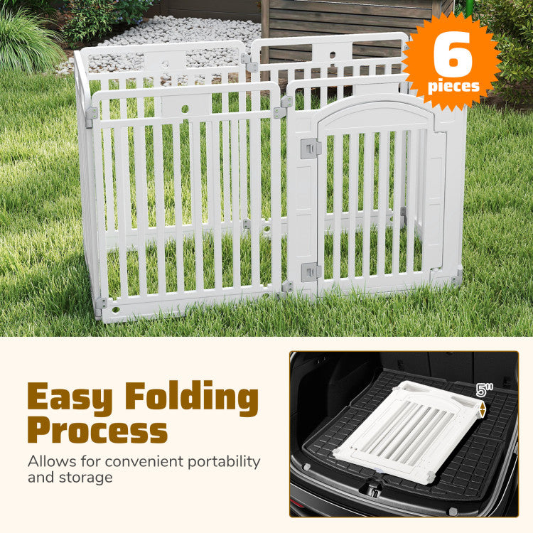 6-Panel Tall Dog Playpen Foldable Pet Fence with Locking Door