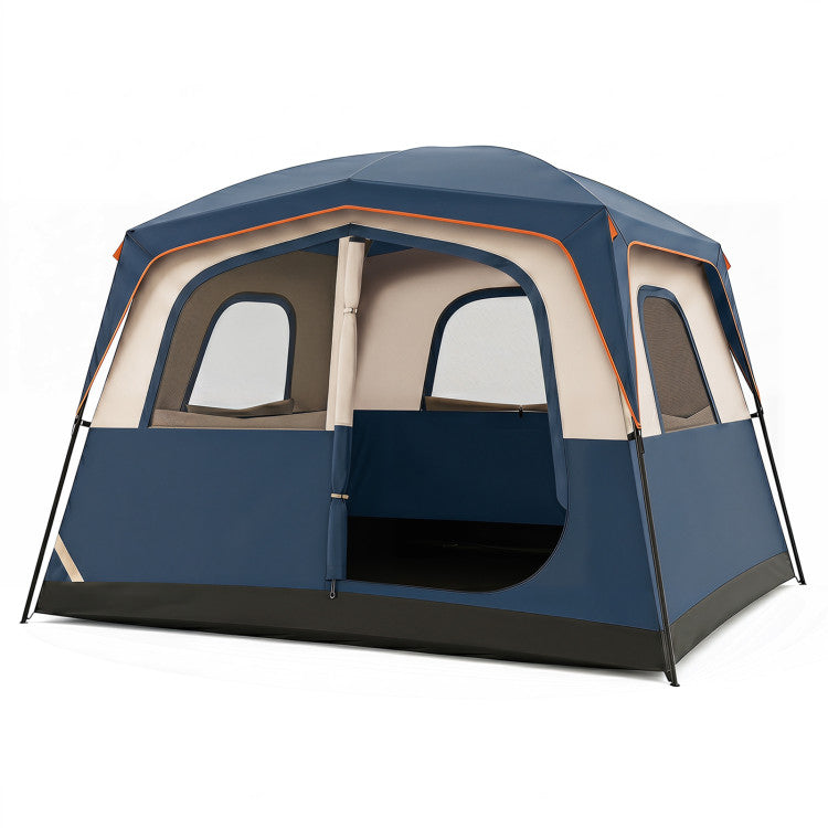 6-Person Camping Tent Easy Setup Family Cabin Tent with Top Rainfly Mesh Windows