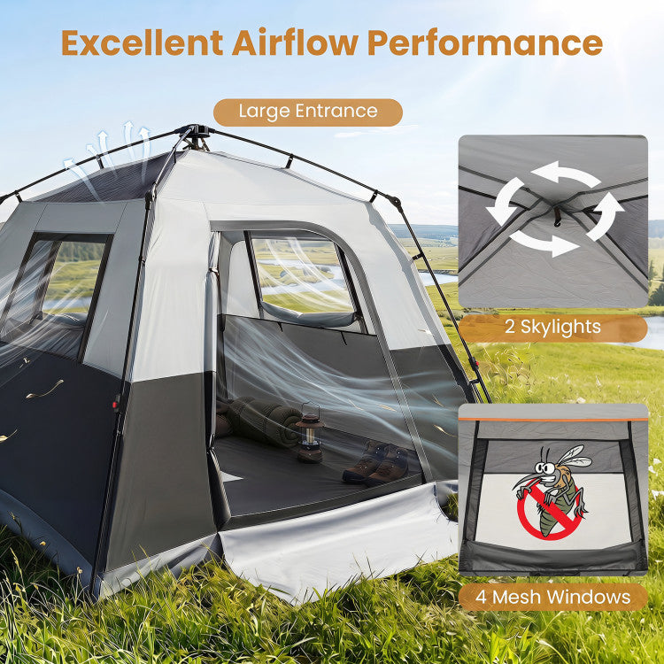 6-Person Outdoor Camping Tent Blackout Easy Setup Instant Cabin Tent with Rainfly and Carrying Bag