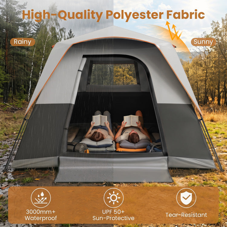 6-Person Outdoor Camping Tent Blackout Easy Setup Instant Cabin Tent with Rainfly and Carrying Bag
