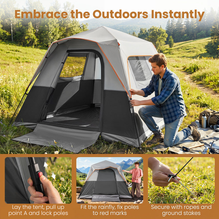 6-Person Outdoor Camping Tent Blackout Easy Setup Instant Cabin Tent with Rainfly and Carrying Bag