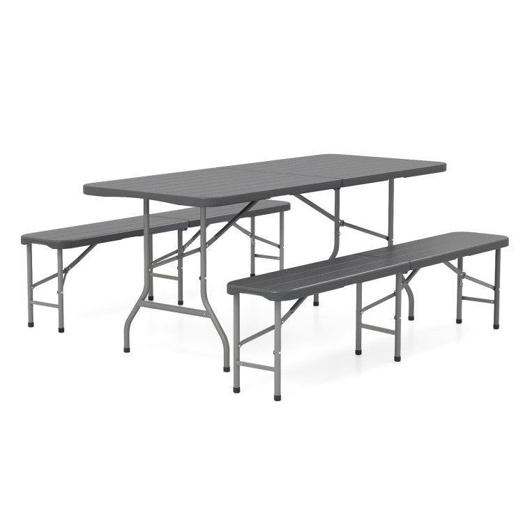 6 Feet Folding HDPE Bench with 1320 LBS Capacity and Handle Lock
