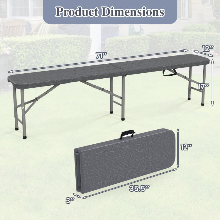 6 Feet Folding HDPE Bench with 1320 LBS Capacity and Handle Lock