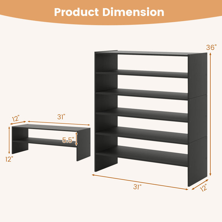 6-tier Shoe Rack with Anti-tipping Device for Entryway