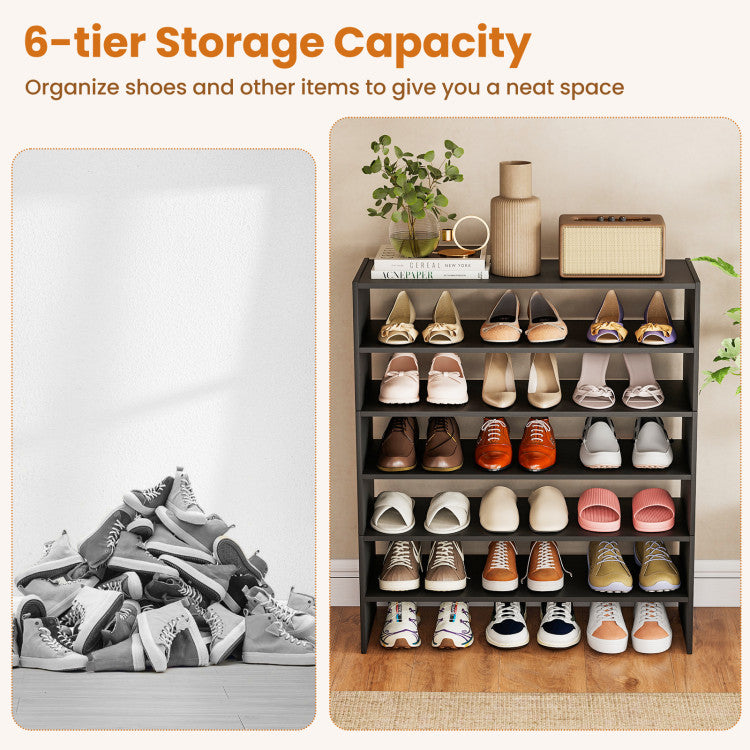 6-tier Shoe Rack with Anti-tipping Device for Entryway
