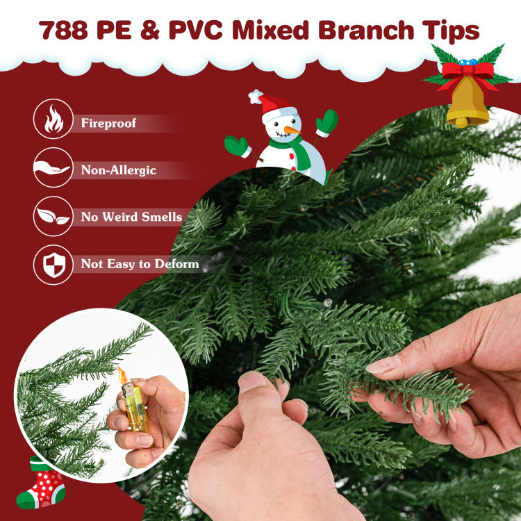Pre-lit Christmas Tree with 280 Warm White LED Lights and 8 Lighting Modes
