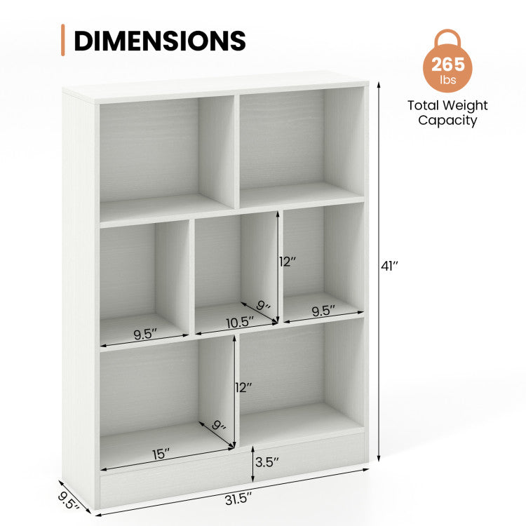 7-Section Freestanding Bookshelf for Kids Room Classroom Daycare Nursery