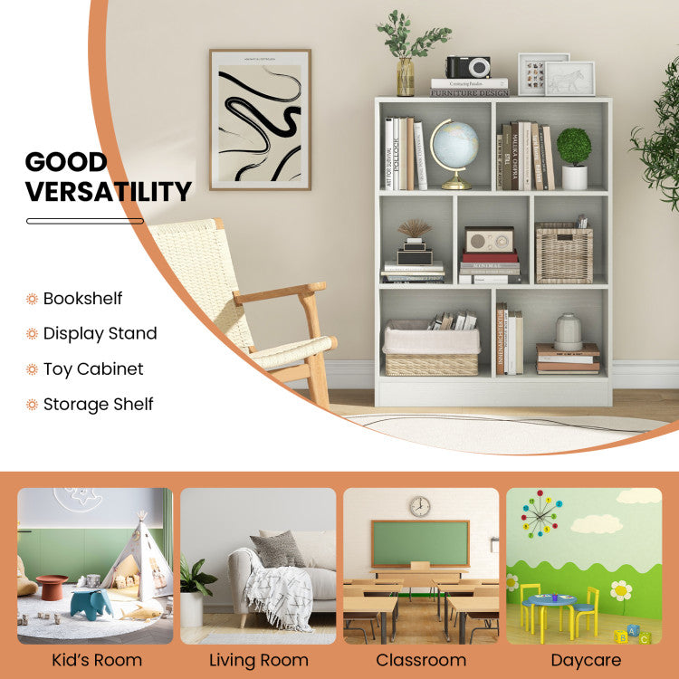 7-Section Freestanding Bookshelf for Kids Room Classroom Daycare Nursery
