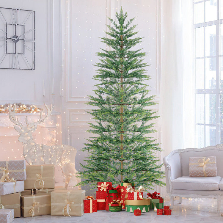 6.5/7.5 Feet Artificial Cypress Christmas Tree Pre-lit Hinged