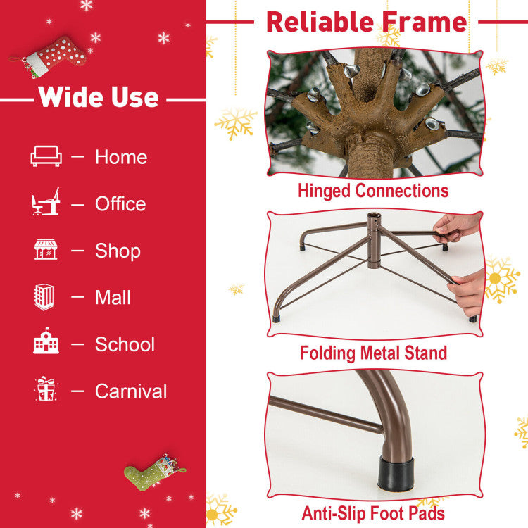 6.5/7.5 Feet Artificial Cypress Christmas Tree Pre-lit Hinged
