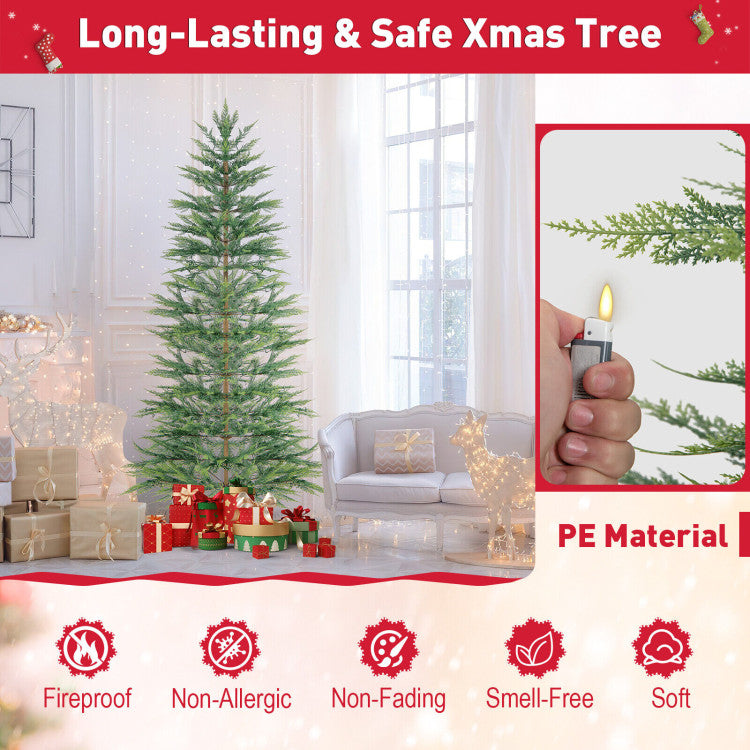 6.5/7.5 Feet Artificial Cypress Christmas Tree Pre-lit Hinged