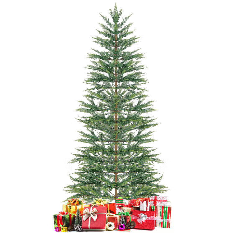 6.5/7.5 Feet Artificial Cypress Christmas Tree Pre-lit Hinged
