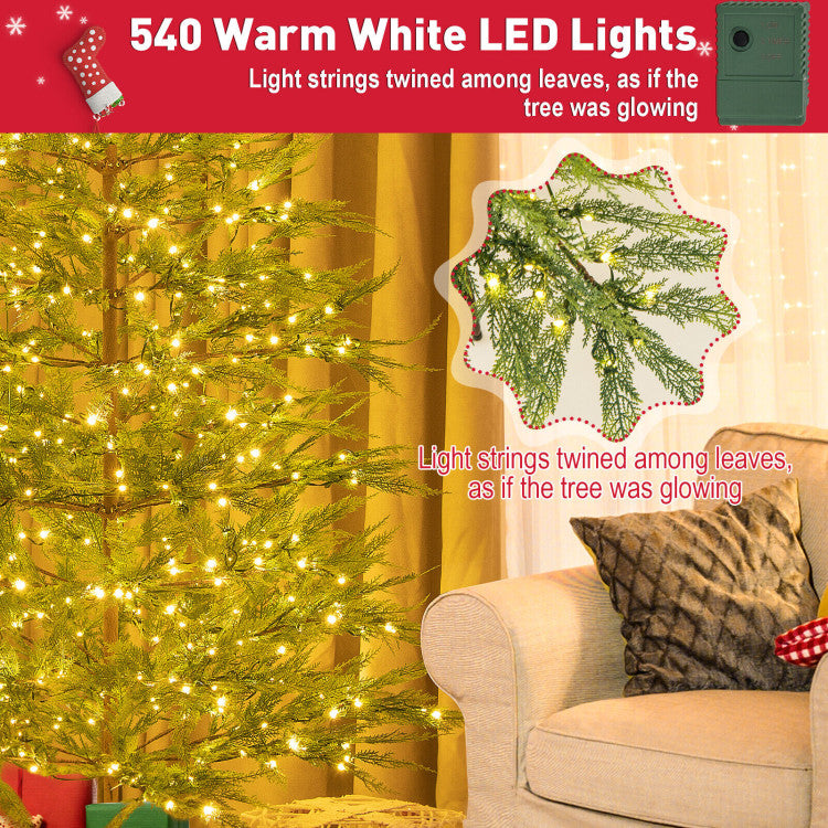 6.5/7.5 Feet Artificial Cypress Christmas Tree Pre-lit Hinged
