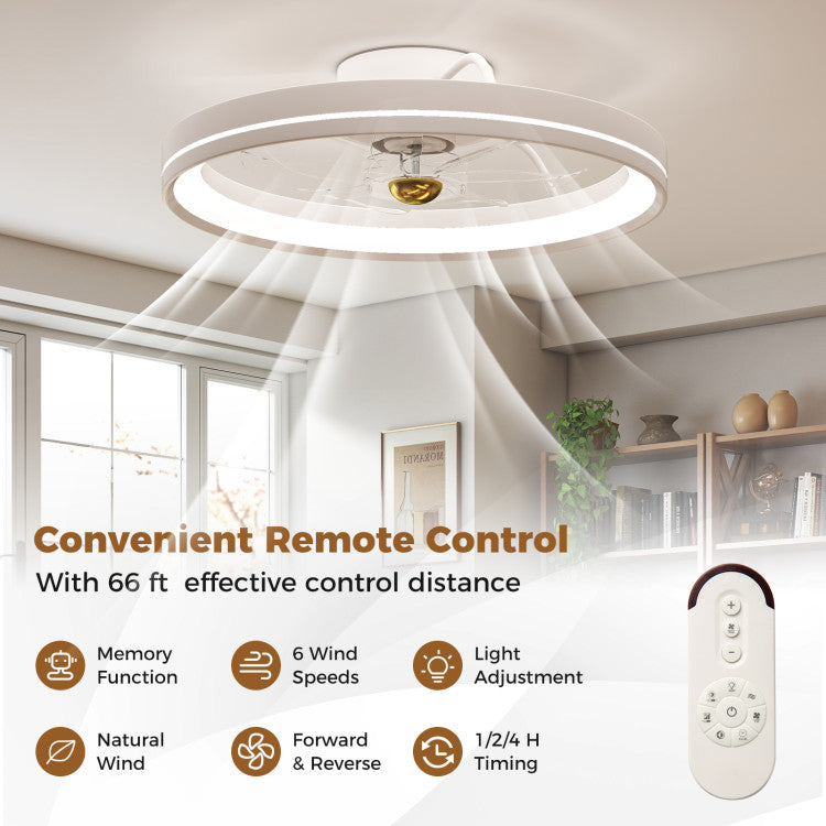 19 Inch Ceiling Fan Low Profile Flush Mount Fan with 3000-6500K Dimmable LED