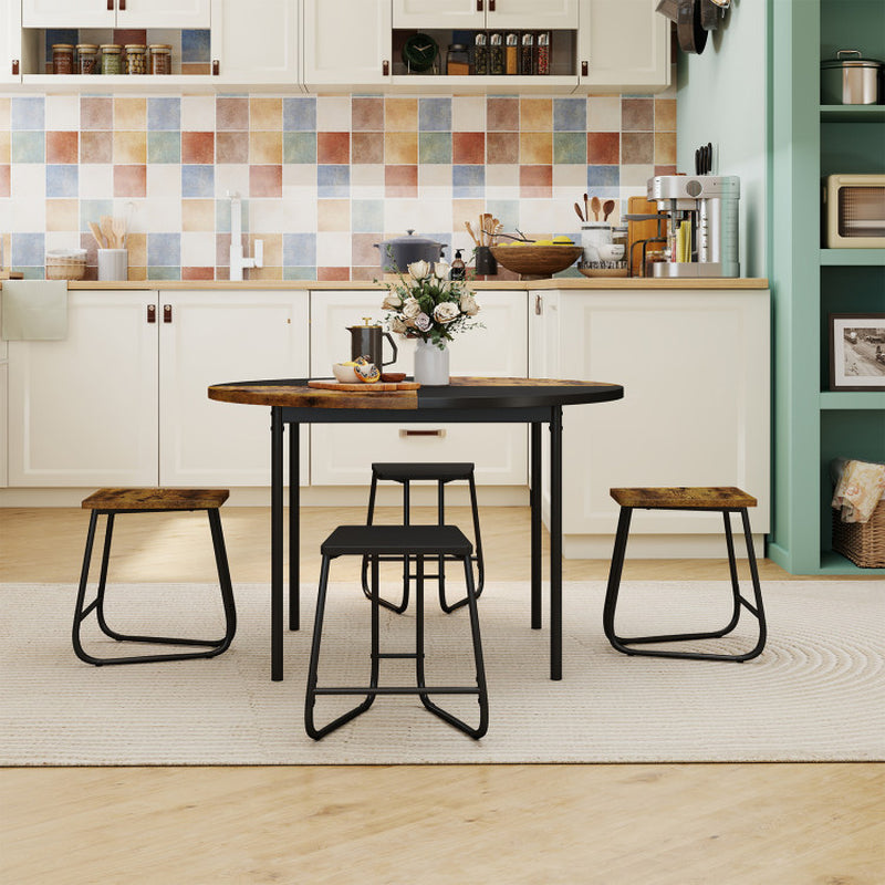 5-Piece Dining Set for 4 47 Inch round Kitchen Table and 4 Stools