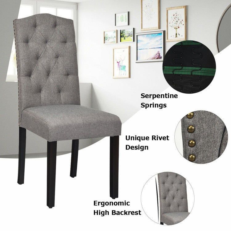 Set of 2 Modern Tufted Dining Chairs with Padded Seat