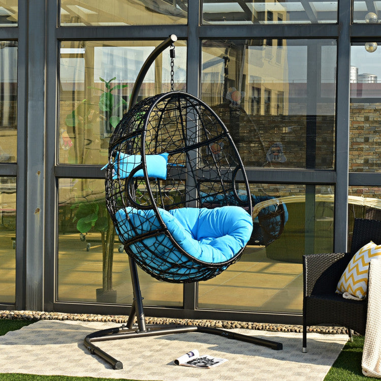 Indoor/Outdoor Hanging Cushioned Hammock Chair with Stand