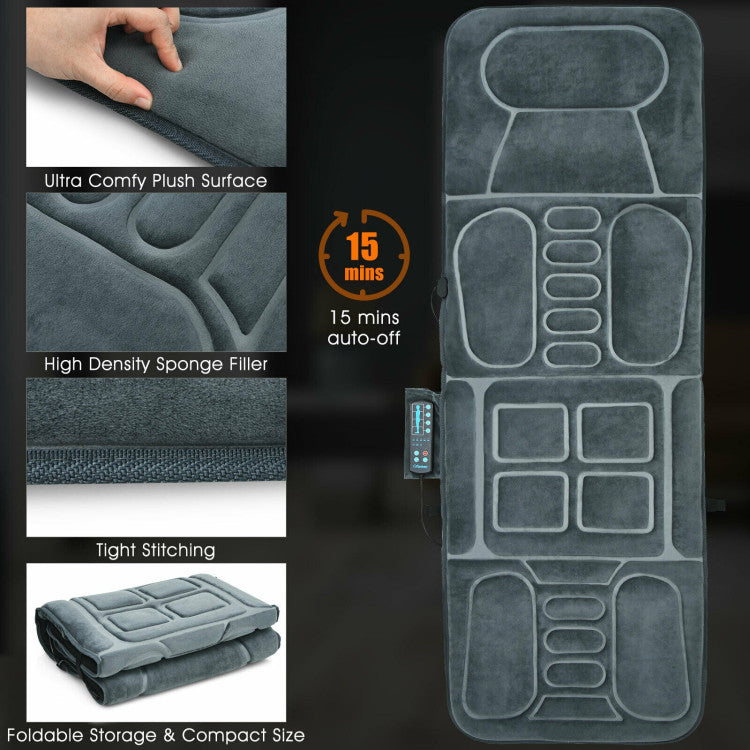 Foldable Massage Mat with Heat and 10 Vibration Motors