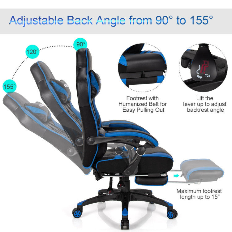 Adjustable Gaming Chair with Footrest for Home Office