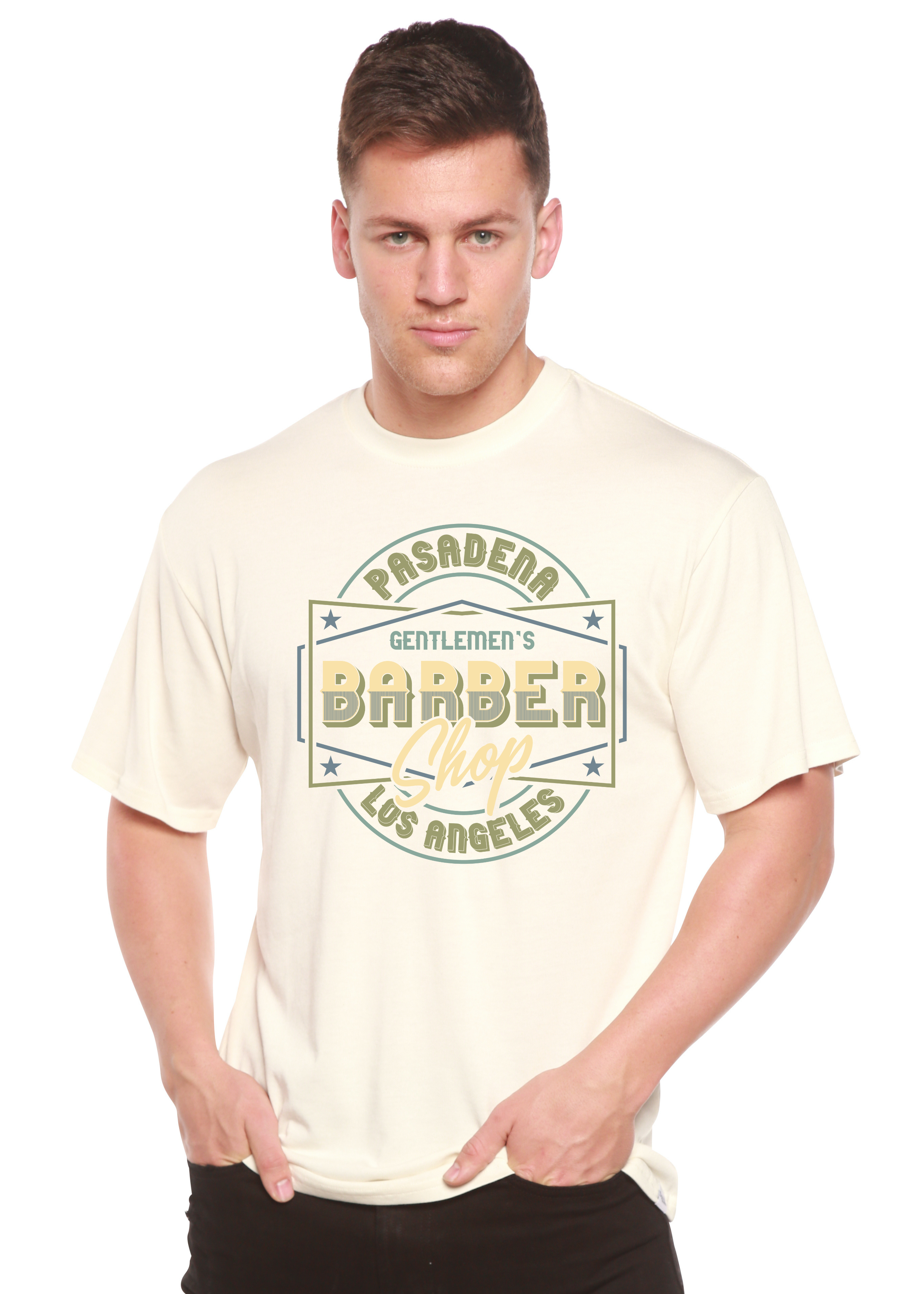 Gentlement's Barber Shop Men's Bamboo Viscose/Organic Cotton Short Sleeve Graphic T-Shirt
