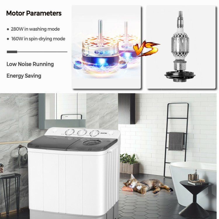 2-in-1 Portable 22lbs Capacity Washing Machine with Timer Control
