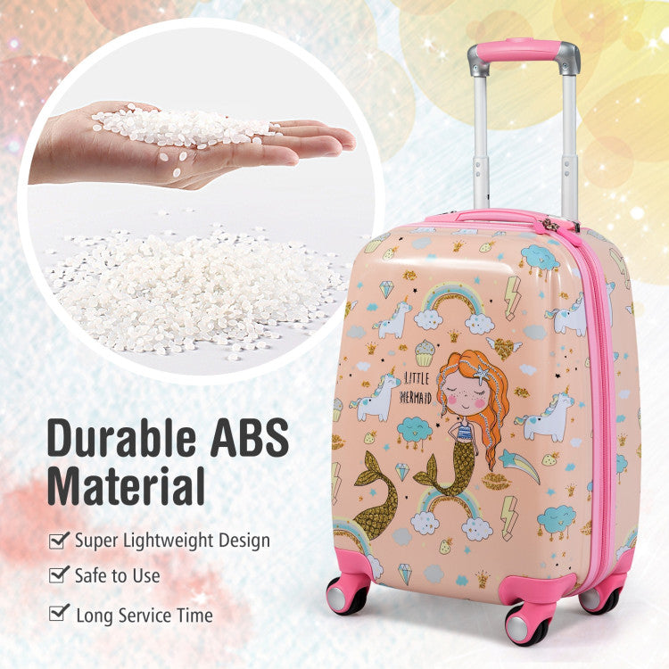 2 Pieces 12 Inch 18 Inch Kids Luggage Set with Backpack and Suitcase for Travel