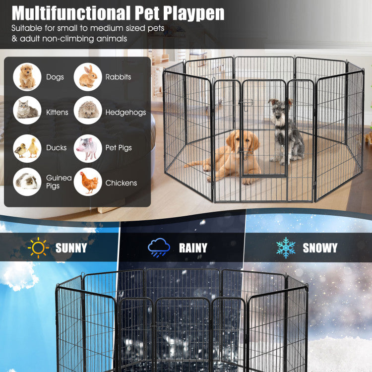 8 Metal Panel Heavy Duty Pet Playpen Dog Fence with Door
