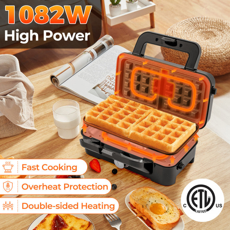 3-in-1 1082W Sandwich Maker with Removable Non-Stick Plates