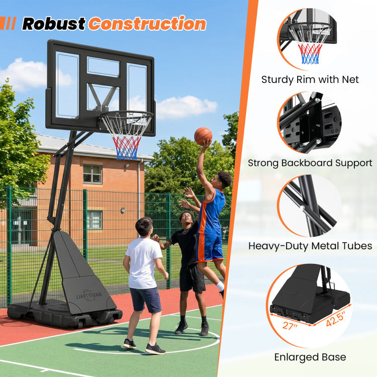 7.7-10 FT Tool-Free Height Adjustable Basketball Goal System