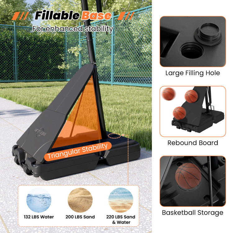 7.7-10 FT Tool-Free Height Adjustable Basketball Goal System