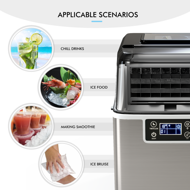 Portable Countertop Ice Maker with Ice Scoop and Basket