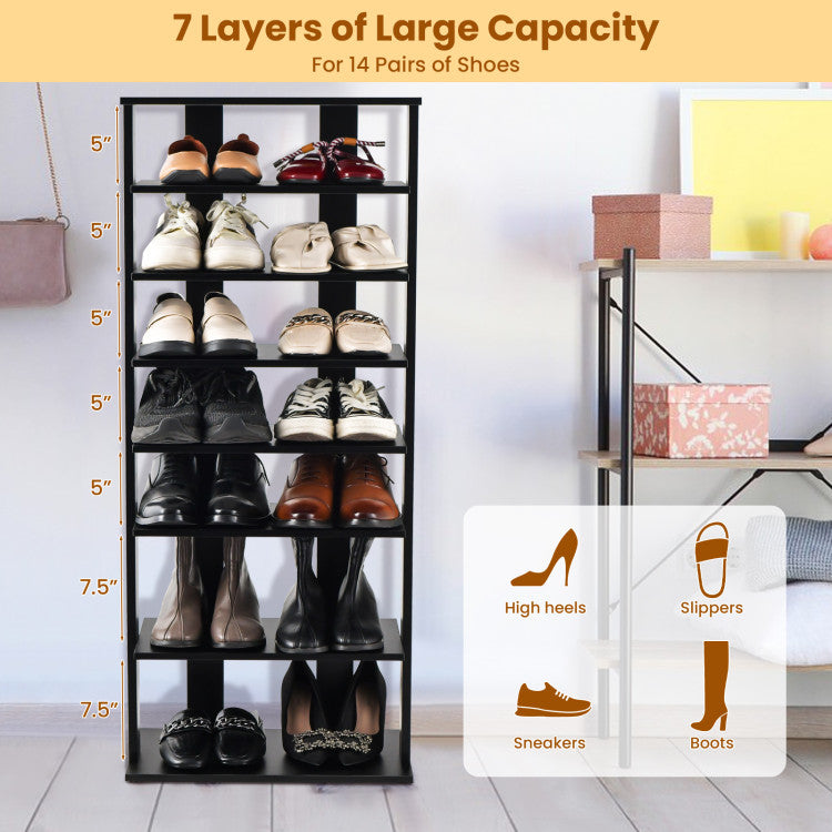 7 Tiers Patented Vertical Shoe Rack for Front Door