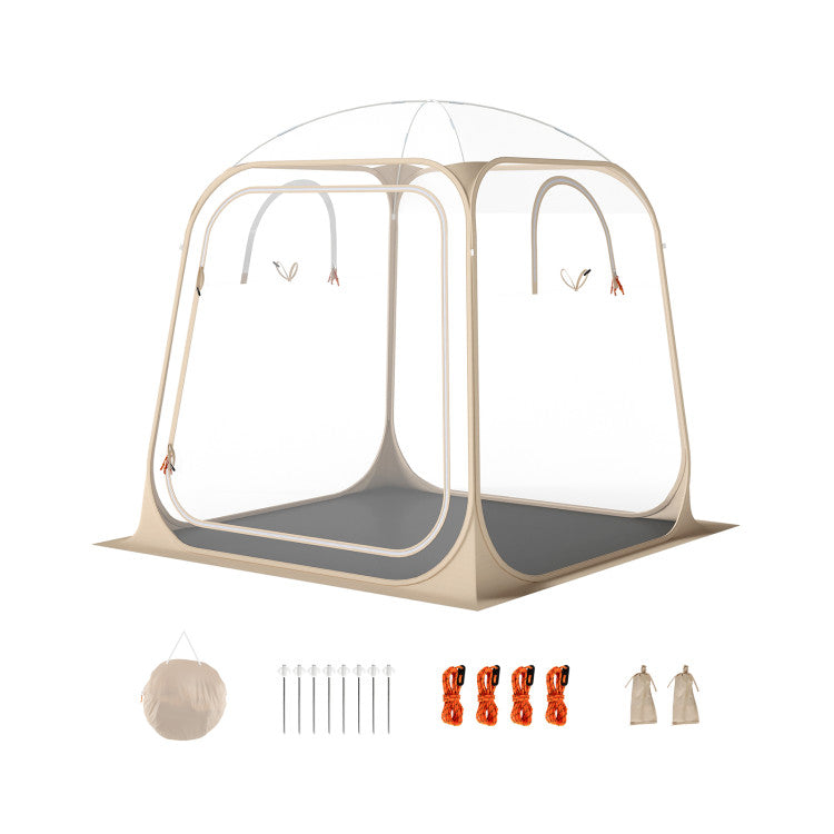 7 x 7 FT Pop Up Sports Tent Clear Bubble Tent All-Weather Waterproof Pod with Sealed Floor