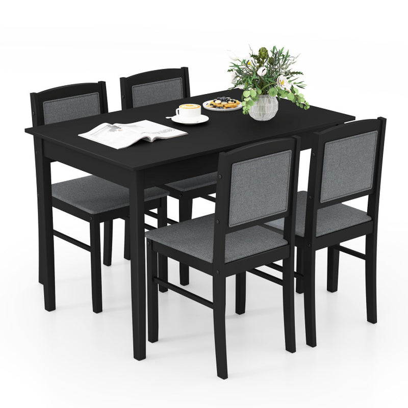 5-Piece Dining Set for 4 with Rubber Wood Legs for Small Dining Room