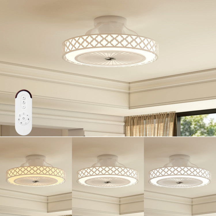 19 Inch Ceiling Fan with Light Low Profile Flush Mount Fan