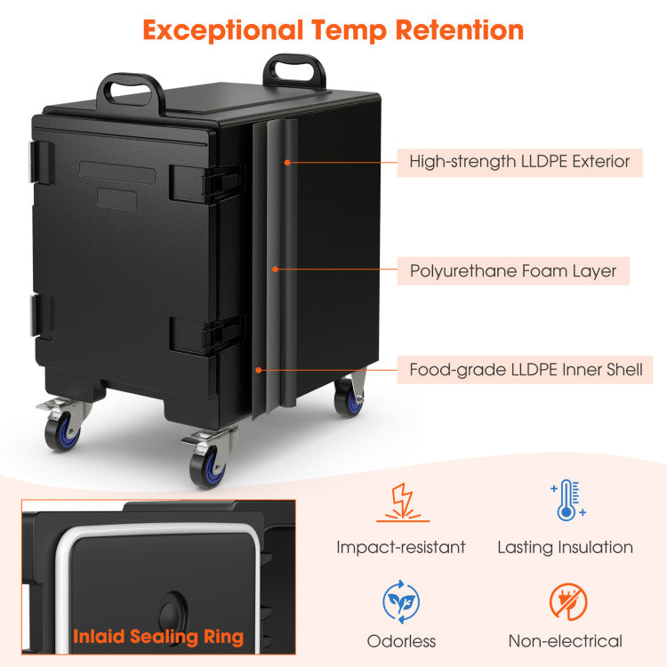 81 Quart Capacity End-loading Insulated Food Pan Carrier with Wheels