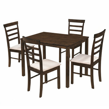 5-Piece Dining Table Set for 4 with Upholstered Chairs for Small Space and Dining Room