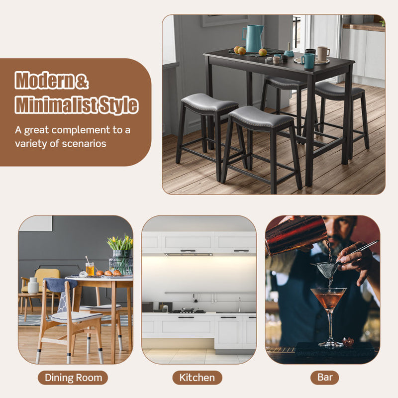 5-Piece Dining Set with 4 Upholstered Stools