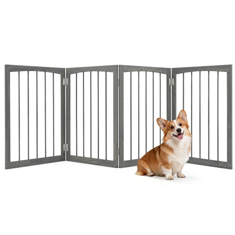 83 inch L x 30 inch H Dog Gate 4-Panel Wooden Pet Fence for Indoor