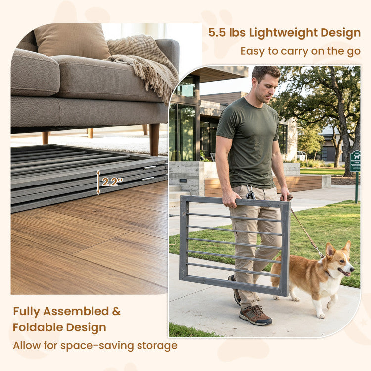 83 inch L x 30 inch H Dog Gate 4-Panel Wooden Pet Fence for Indoor
